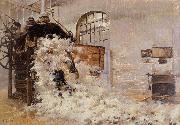 Gueldry Ferdinand-Joseph Scene de triage de la laine a Roubaix oil on canvas